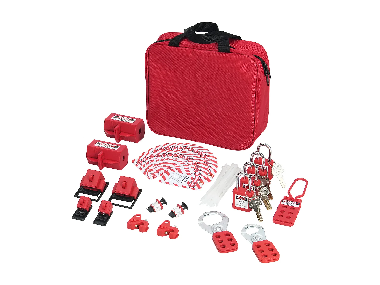 Kit met Vergrendelingsloten, SucceBuy Elektrische Vergrendelings- en Labelkit 47 Stuks met Hangsloten, Schakels, Labels en Zak