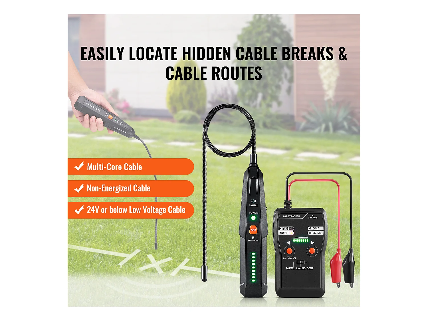 Lokalizator Kabli Podziemnych SucceBuy o Głębokości 2 m, Do Lokalizowania Ukrytych Ogrodzeń