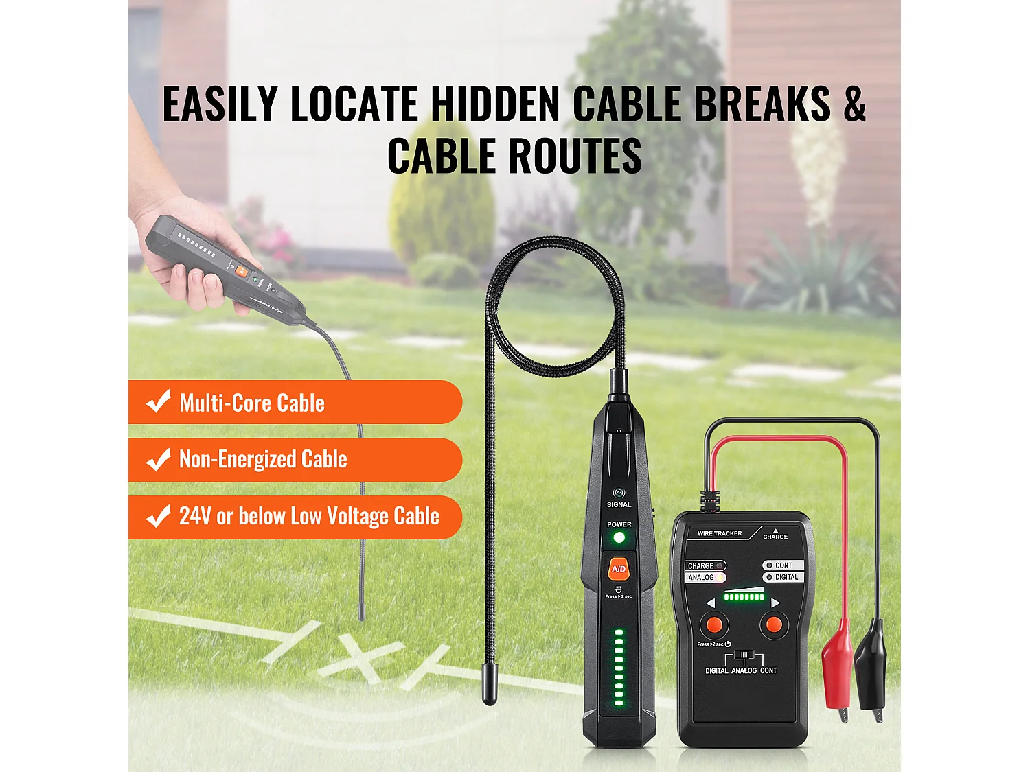 Localisateur de Câbles Souterrains SucceBuy de 2 m de Profondeur, Pour Localiser les Clôtures Cachées