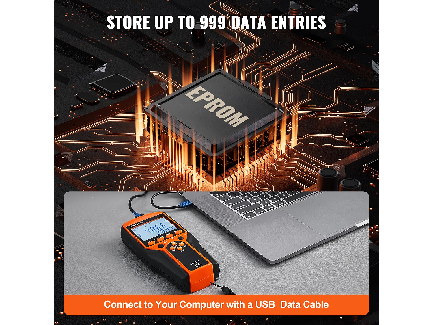 Anemometro Portatile SucceBuy, -10℃ a 60℃, Contatore di Velocità del Vento Digitale, Gauge CFM, Gauge CFM con Retroilluminazione LED