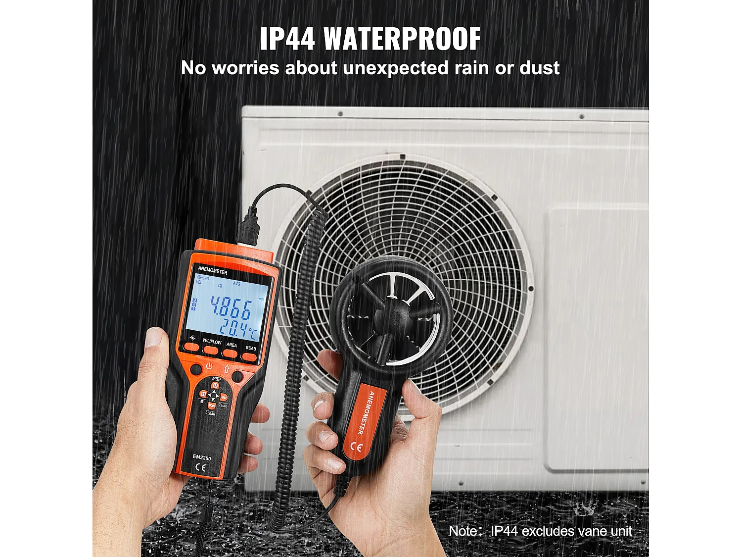 Anemometro Portatile SucceBuy, -10℃ a 60℃, Contatore di Velocità del Vento Digitale, Gauge CFM, Gauge CFM con Retroilluminazione LED