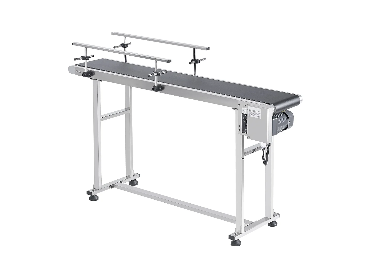 Convoyeur à Bande SucceBuy Convoyeur à Bande 150 x 20 cm, Garde-corps Double en Acier Inoxydable et PVC