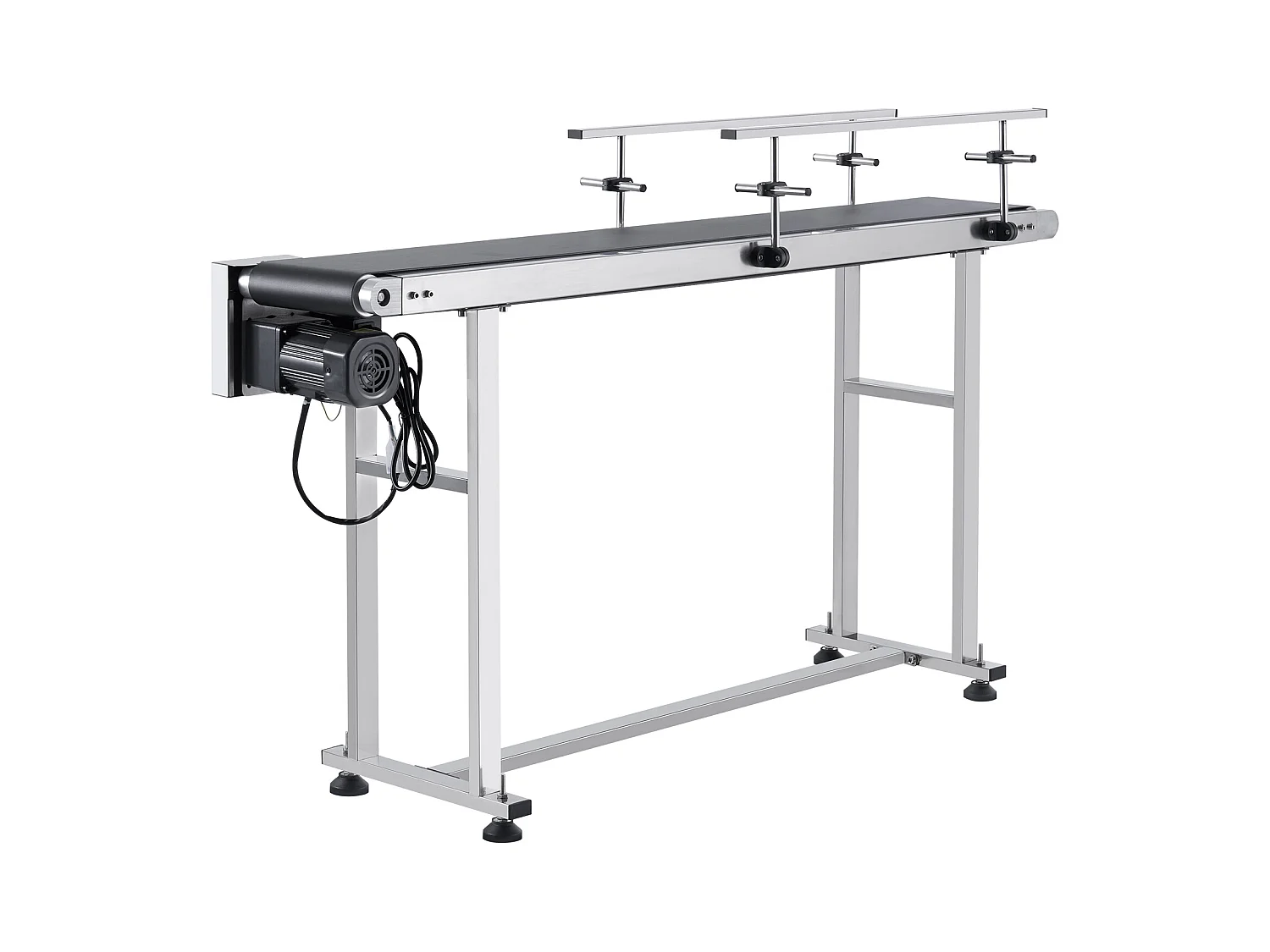 Convoyeur à Bande SucceBuy Convoyeur à Bande 150 x 20 cm, Garde-corps Double en Acier Inoxydable et PVC