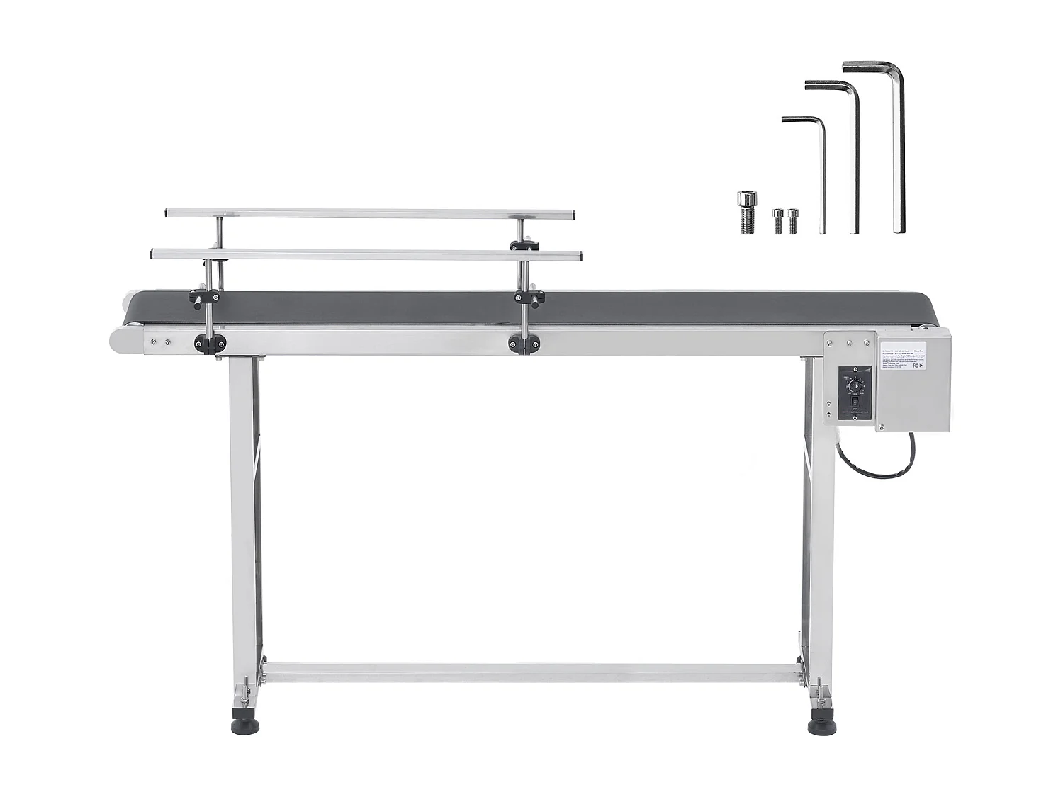 Convoyeur à Bande SucceBuy Convoyeur à Bande 150 x 20 cm, Garde-corps Double en Acier Inoxydable et PVC