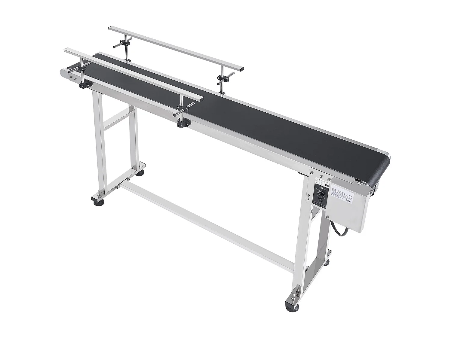 Convoyeur à Bande SucceBuy Convoyeur à Bande 150 x 20 cm, Garde-corps Double en Acier Inoxydable et PVC