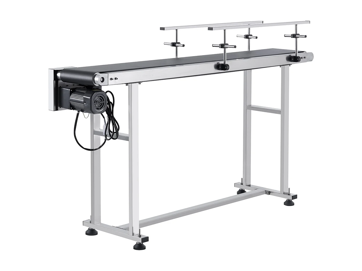 Convoyeur à Bande SucceBuy Convoyeur à Bande 150 x 20 cm, Garde-corps Double en Acier Inoxydable et PVC