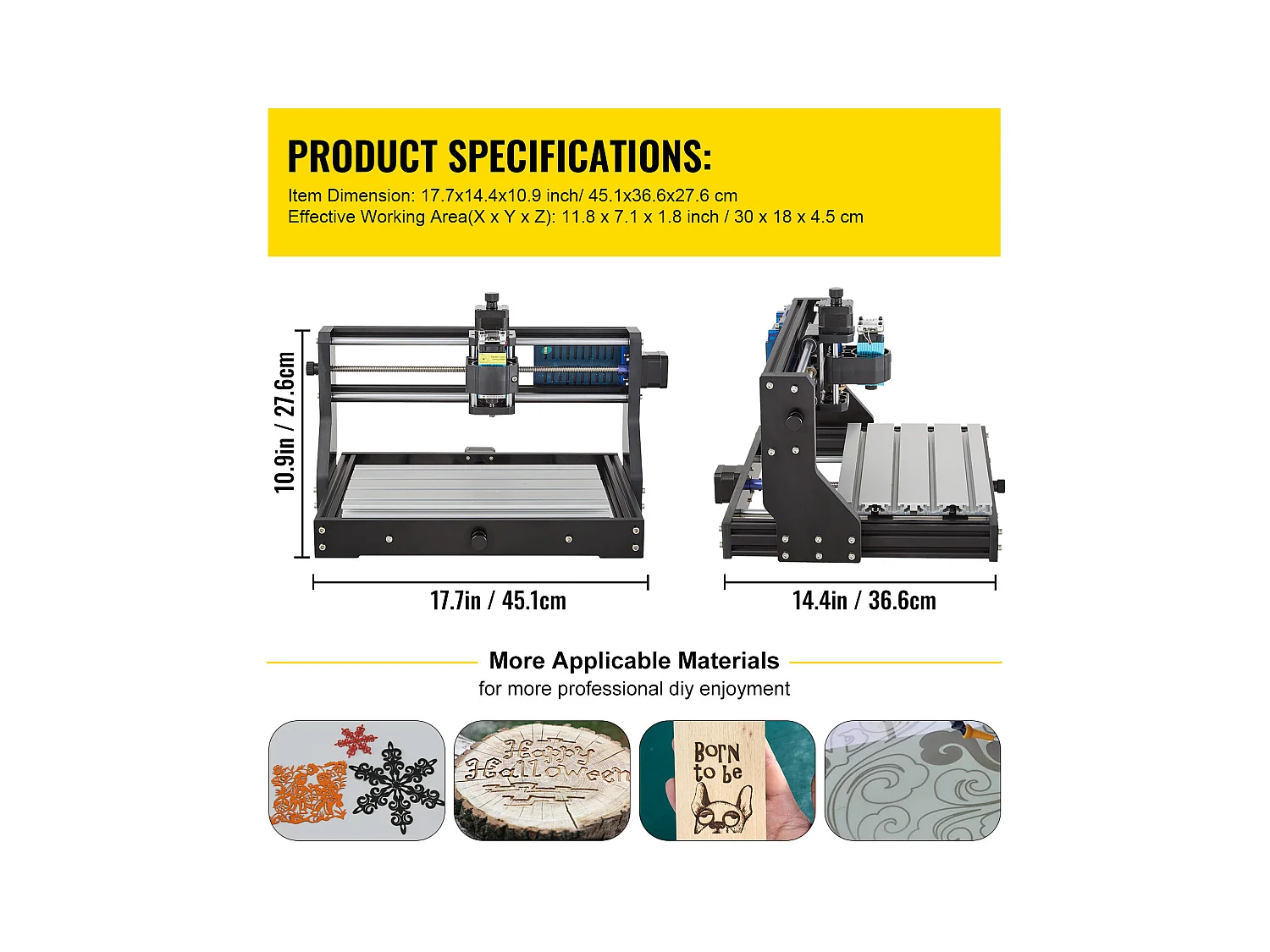 Machine à Graver, SucceBuy CNC 3018 Pro 500 mW Laser Engraver pour le Bois, le Cuir, le Plastique