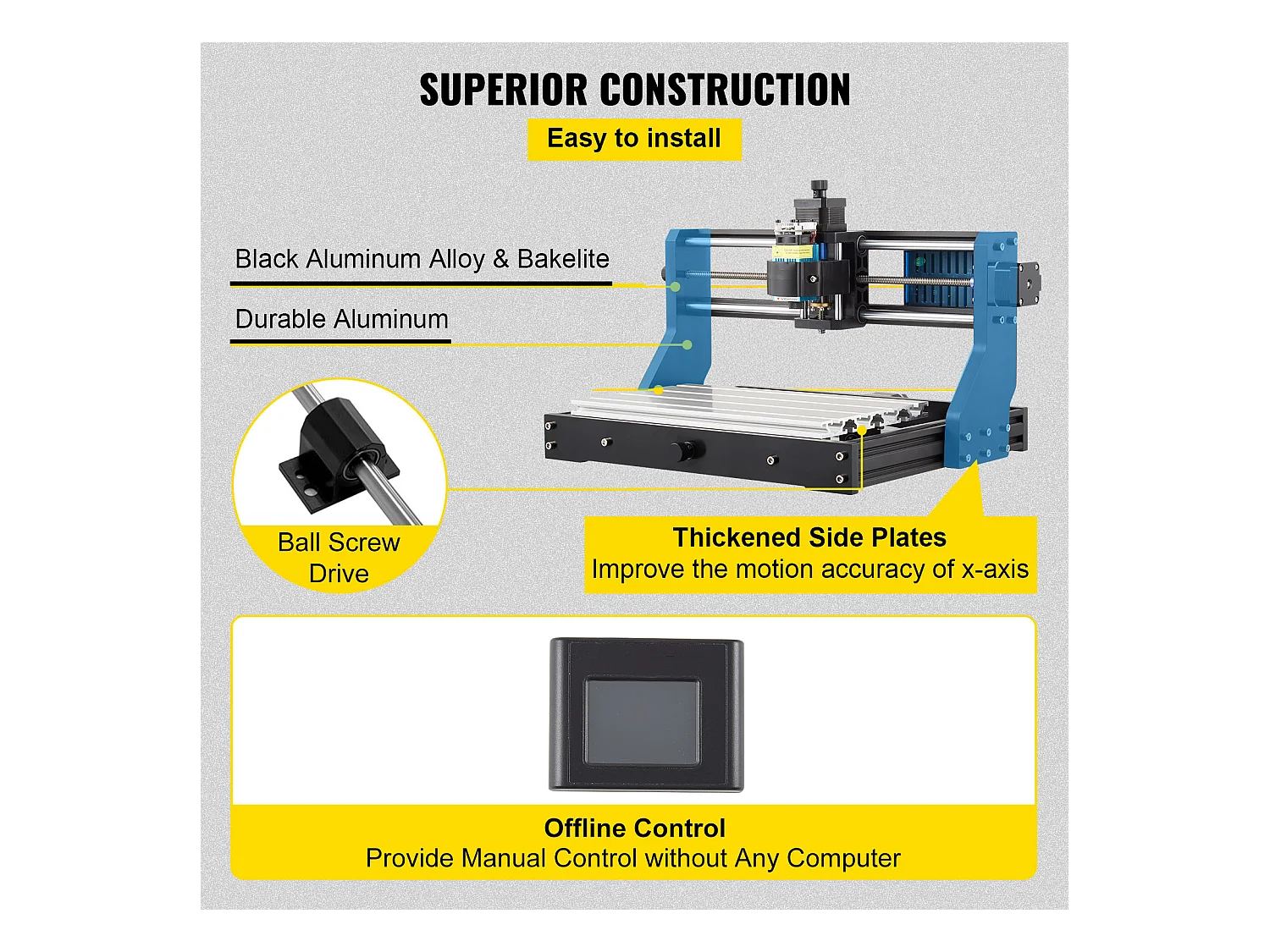 Machine à Graver, SucceBuy CNC 3018 Pro 500 mW Laser Engraver pour le Bois, le Cuir, le Plastique
