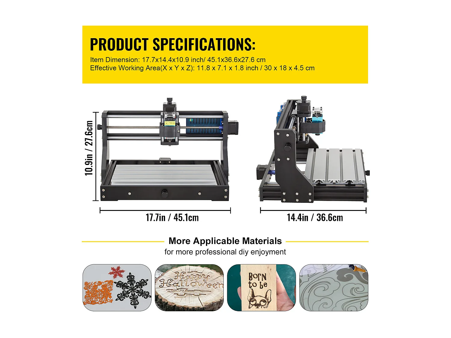 Machine à Graver, SucceBuy CNC 3018 Pro 500 mW Laser Engraver pour le Bois, le Cuir, le Plastique