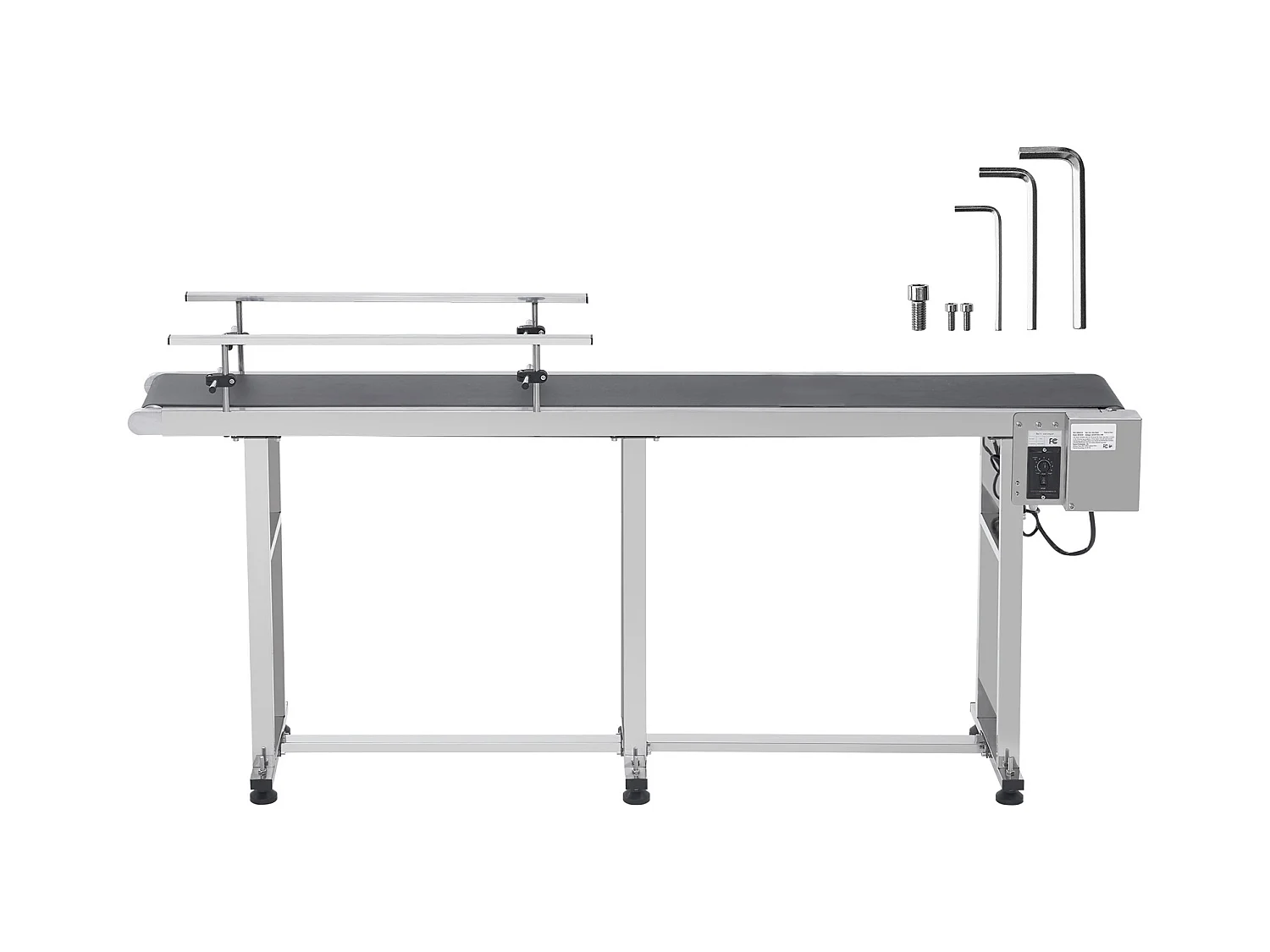 Convoyeur à Bande SucceBuy Convoyeur à Bande 180 x 20 cm, Garde-corps Double en Acier Inoxydable et PVC