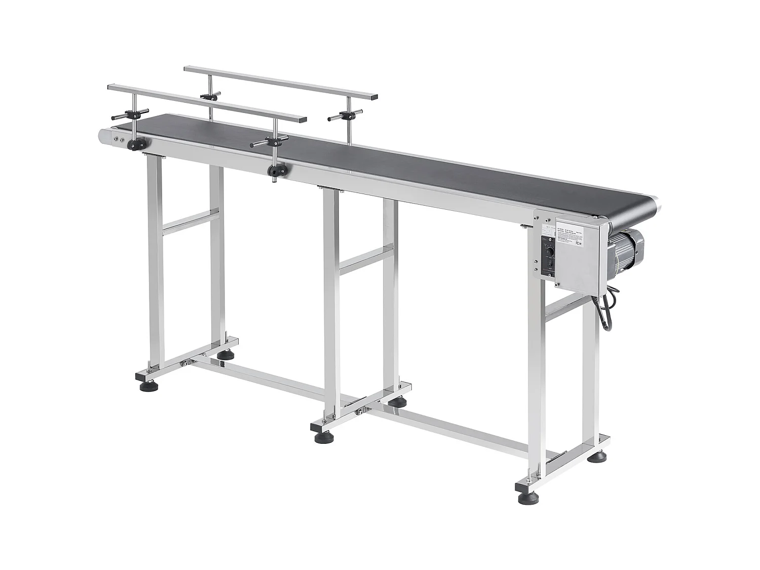 Convoyeur à Bande SucceBuy Convoyeur à Bande 180 x 20 cm, Garde-corps Double en Acier Inoxydable et PVC