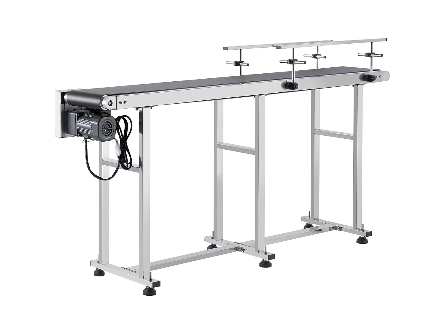 Convoyeur à Bande SucceBuy Convoyeur à Bande 180 x 20 cm, Garde-corps Double en Acier Inoxydable et PVC