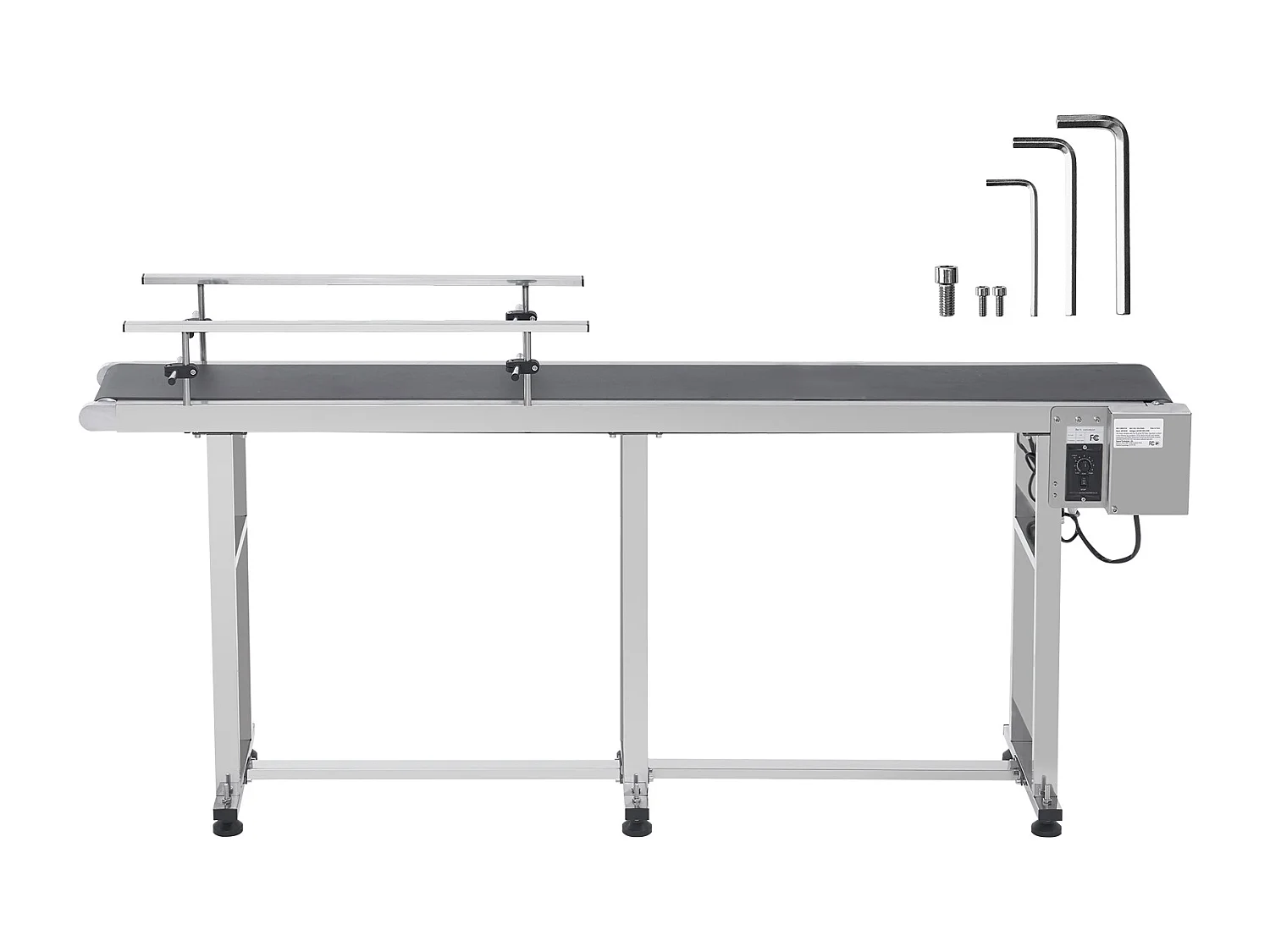 Convoyeur à Bande SucceBuy Convoyeur à Bande 180 x 20 cm, Garde-corps Double en Acier Inoxydable et PVC