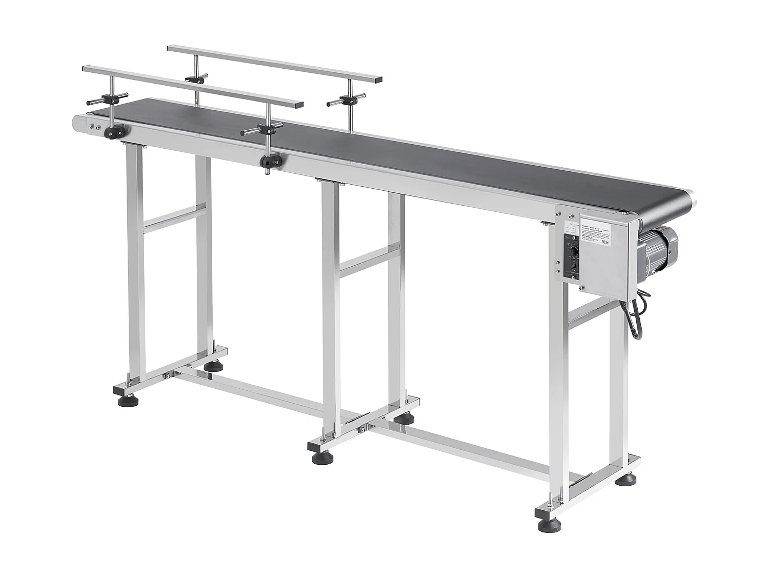 Convoyeur à Bande SucceBuy Convoyeur à Bande 180 x 20 cm, Garde-corps Double en Acier Inoxydable et PVC