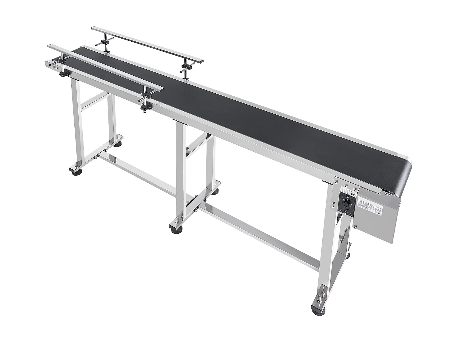 Convoyeur à Bande SucceBuy Convoyeur à Bande 180 x 20 cm, Garde-corps Double en Acier Inoxydable et PVC