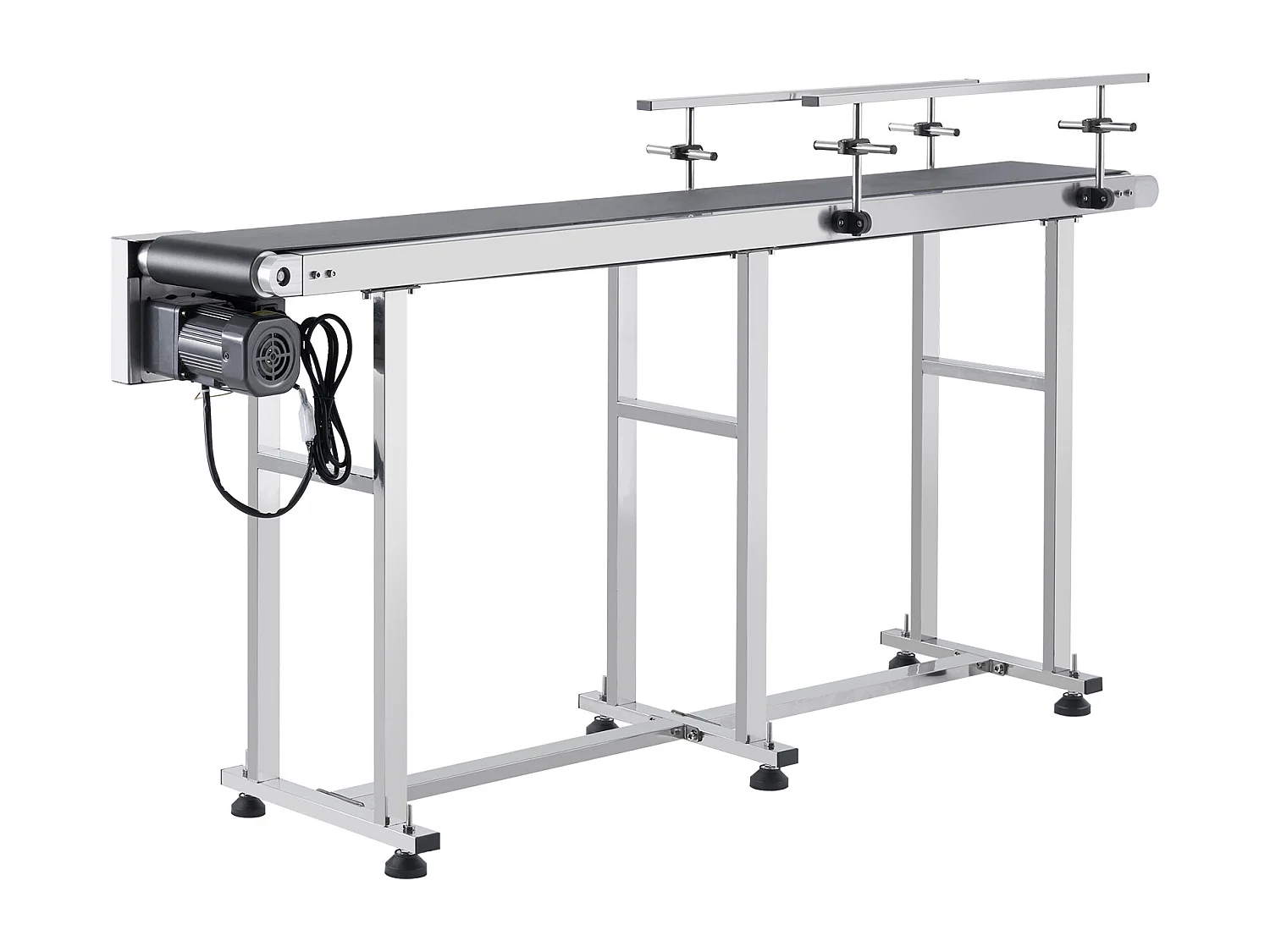 Convoyeur à Bande SucceBuy Convoyeur à Bande 180 x 20 cm, Garde-corps Double en Acier Inoxydable et PVC