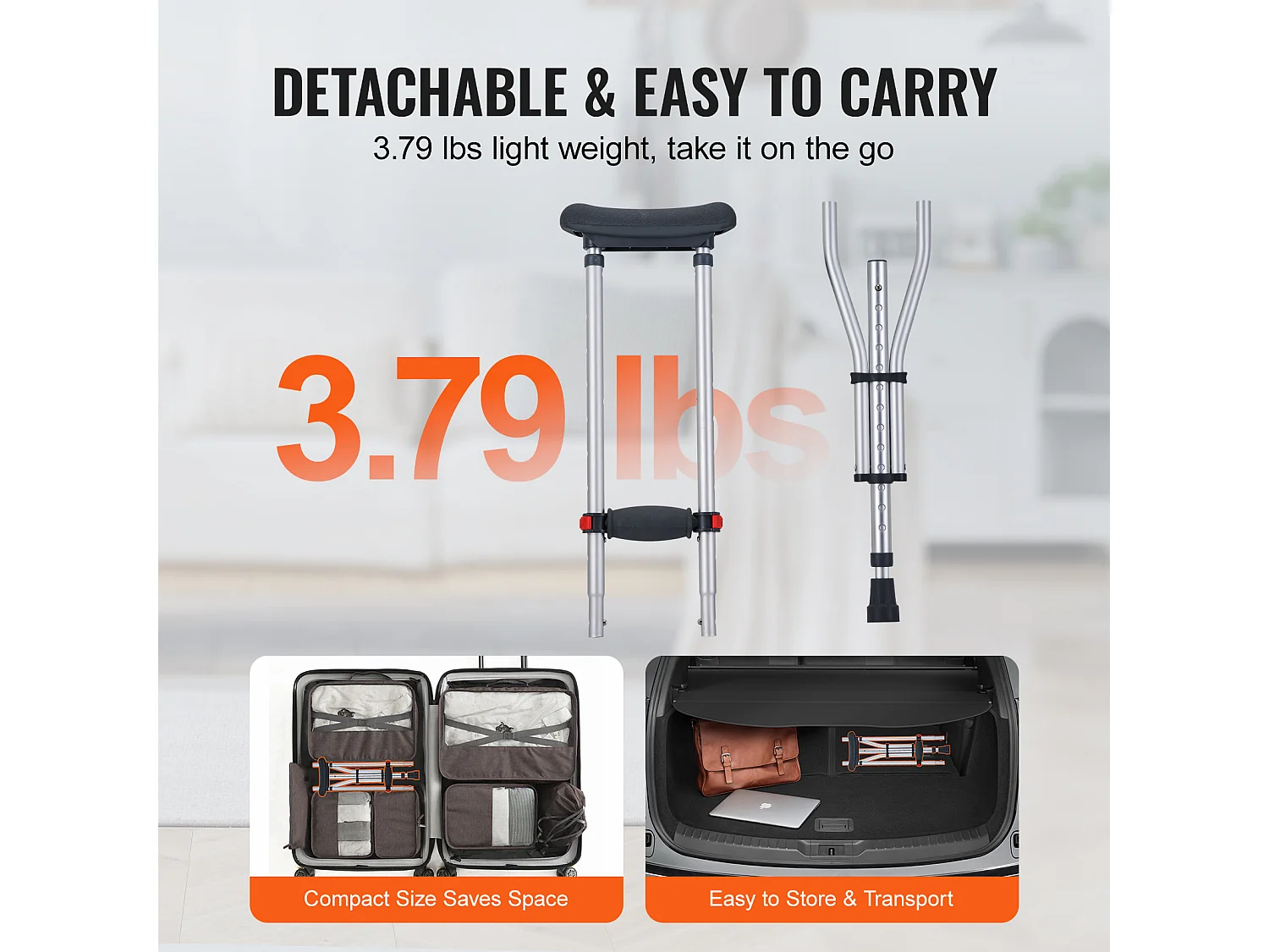 Béquilles Axillaires, SucceBuy Béquilles sous les Bras Béquilles de Marche sous les Bras Réglables en Hauteur à 13 Niveaux