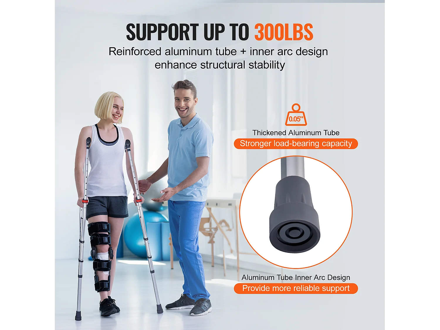 Béquilles Axillaires, SucceBuy Béquilles sous les Bras Béquilles de Marche sous les Bras Réglables en Hauteur à 13 Niveaux