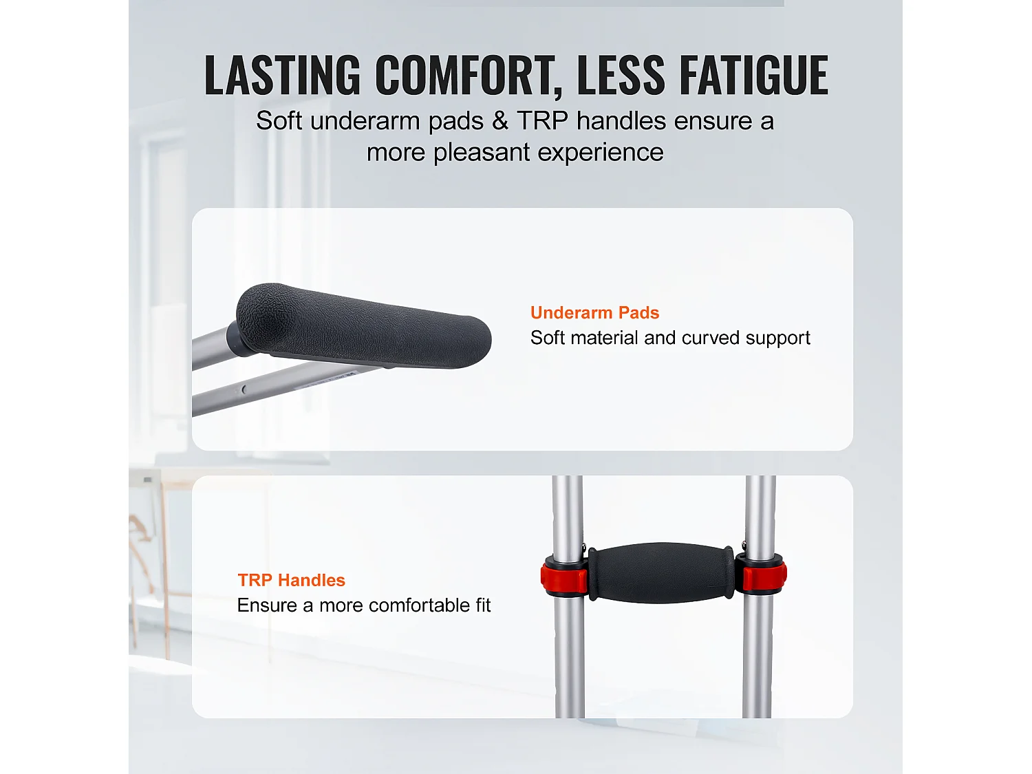 Béquilles Axillaires, SucceBuy Béquilles sous les Bras Béquilles de Marche sous les Bras Réglables en Hauteur à 13 Niveaux