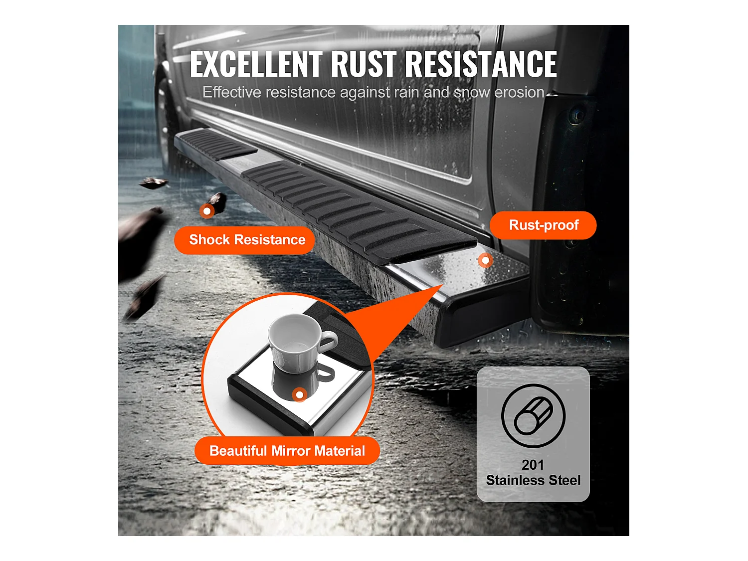 Marchepieds, SucceBuy, 152.4 mm pour Ford F150 2015-2023 - Cabine Multiplace, Marchepieds, 227 kg, 2 Pièces