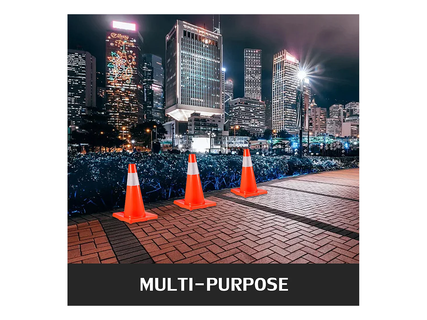 Cônes de Sécurité Routière SucceBuy, lot de 12, 45.72cm, Cônes de Stationnement en PVC avec Collier Réfléchissant et Base Rouge