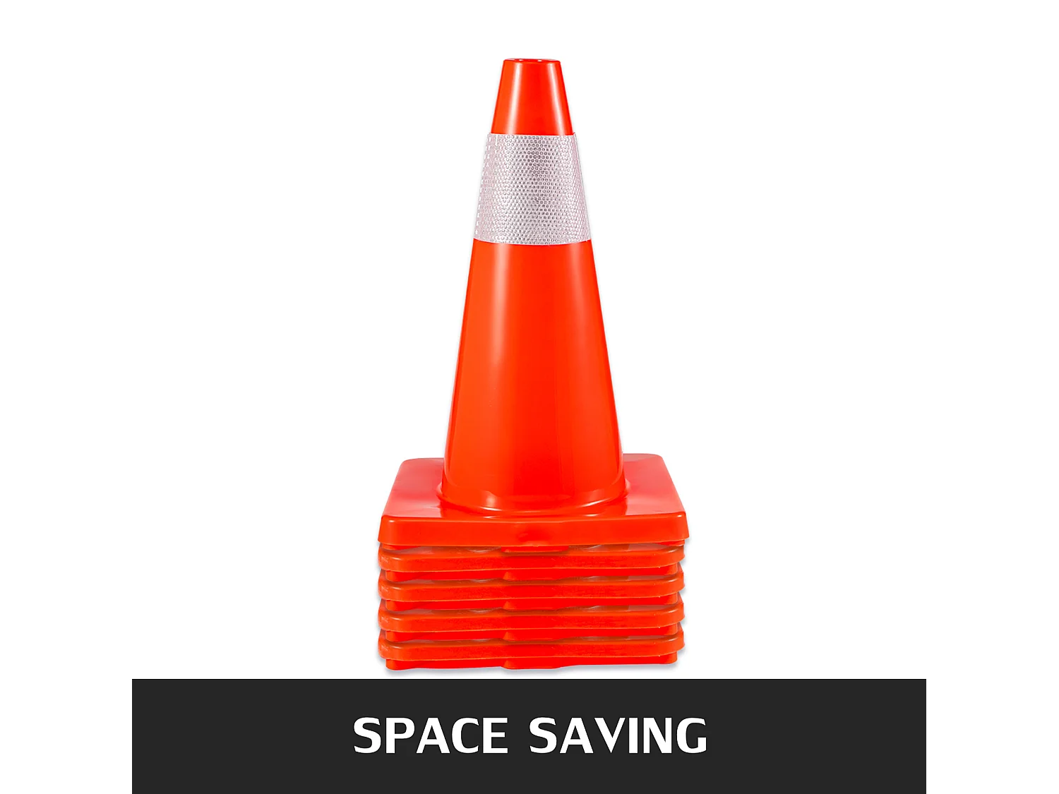 Cônes de Sécurité Routière SucceBuy, lot de 12, 45.72cm, Cônes de Stationnement en PVC avec Collier Réfléchissant et Base Rouge