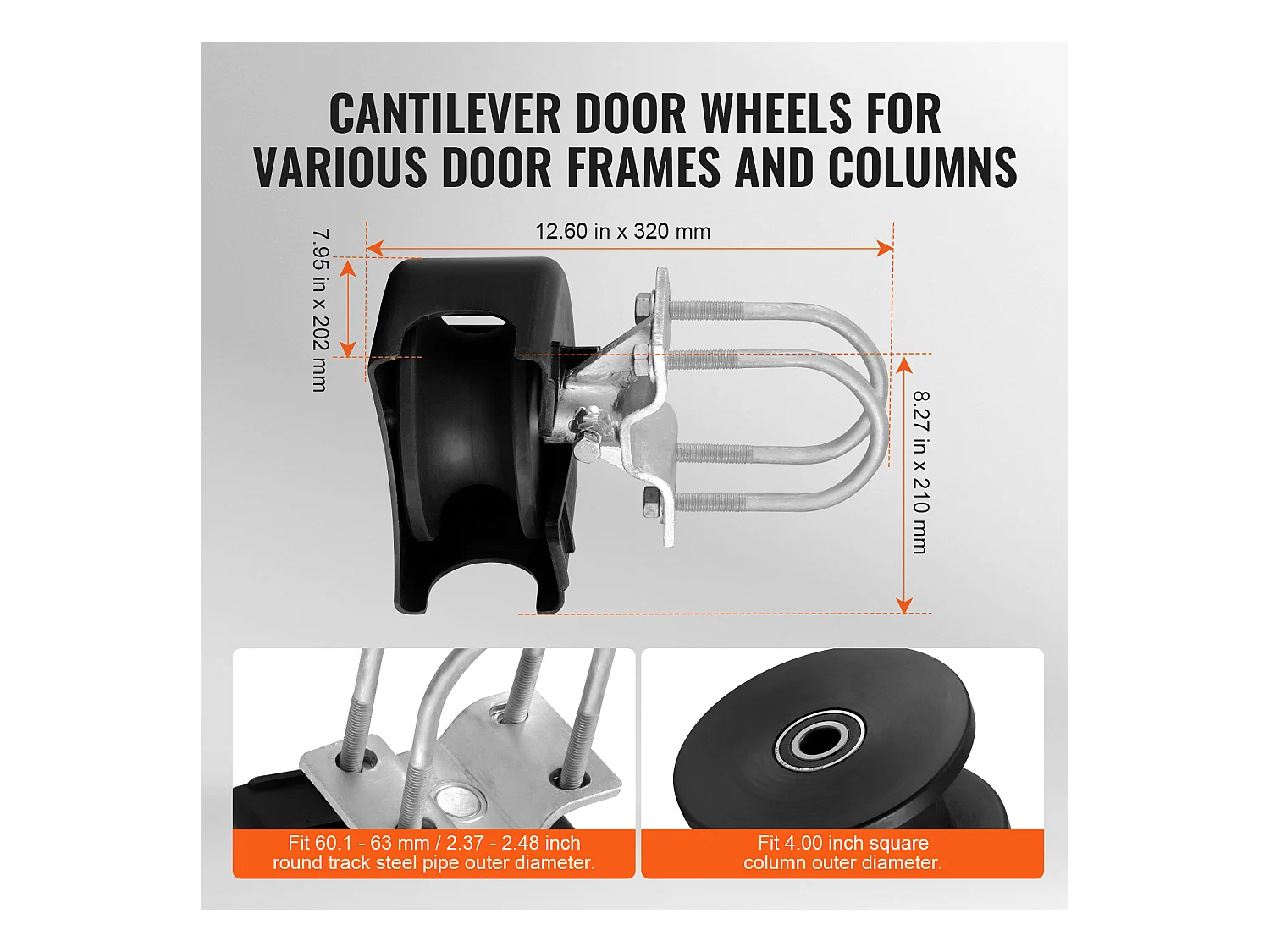 Kit de Portail Coulissant, SucceBuy Kit de Portail Coulissant avec Rainure en U, 4 Roues et Couvercle