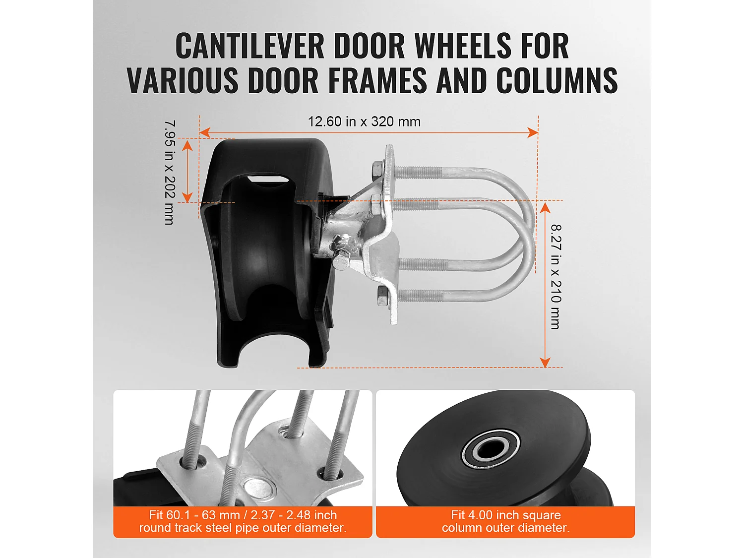Kit de Portail Coulissant, SucceBuy Kit de Portail Coulissant avec Rainure en U, 4 Roues et Couvercle
