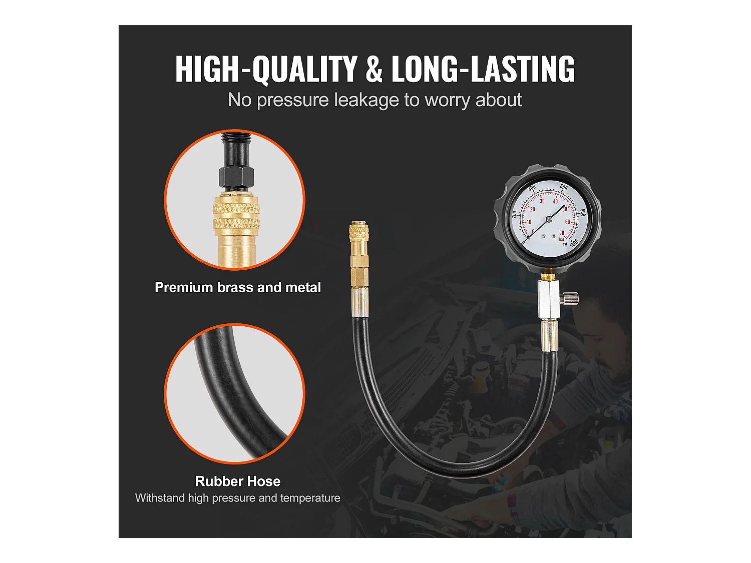 Testeur de Compression, SucceBuy Testeur de Compression de Moteur Diesel, Kit de Test de Pression de Cylindre 18 pièces