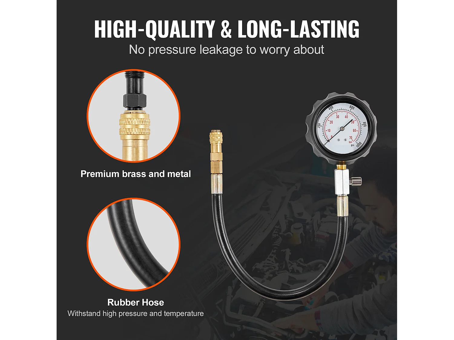 Compressietester, SucceBuy Compressietester voor Dieselmotor, Testkit voor Cilinderdruk 18 stukken