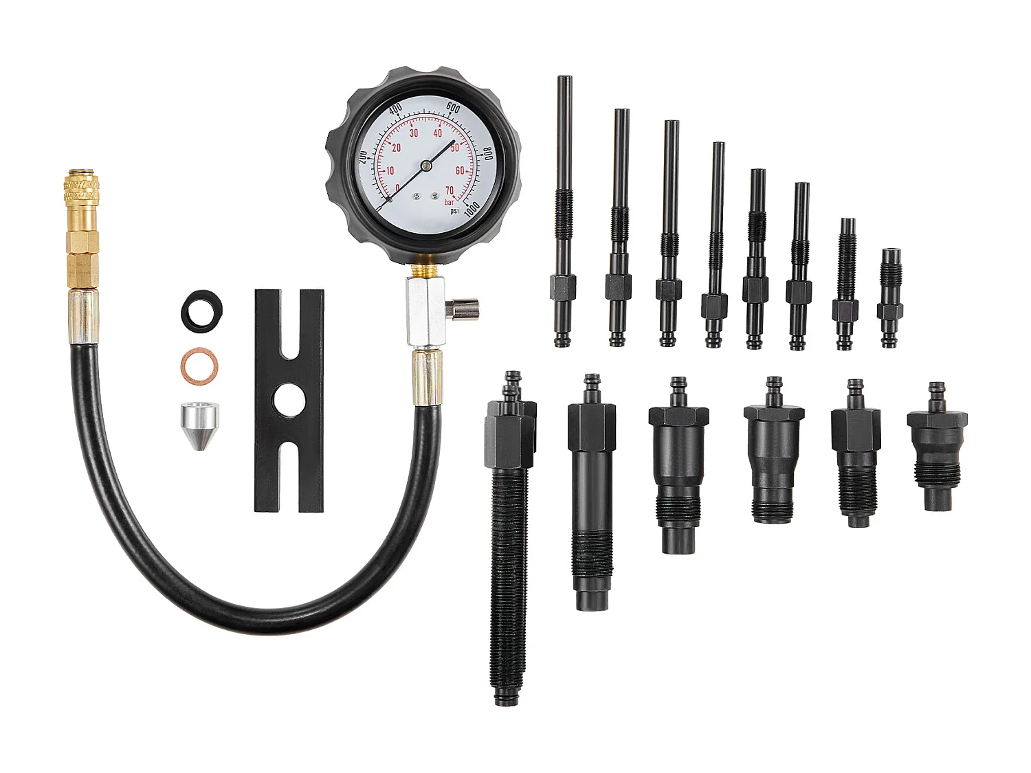 Compressietester, SucceBuy Compressietester voor Dieselmotor, Testkit voor Cilinderdruk 18 stukken
