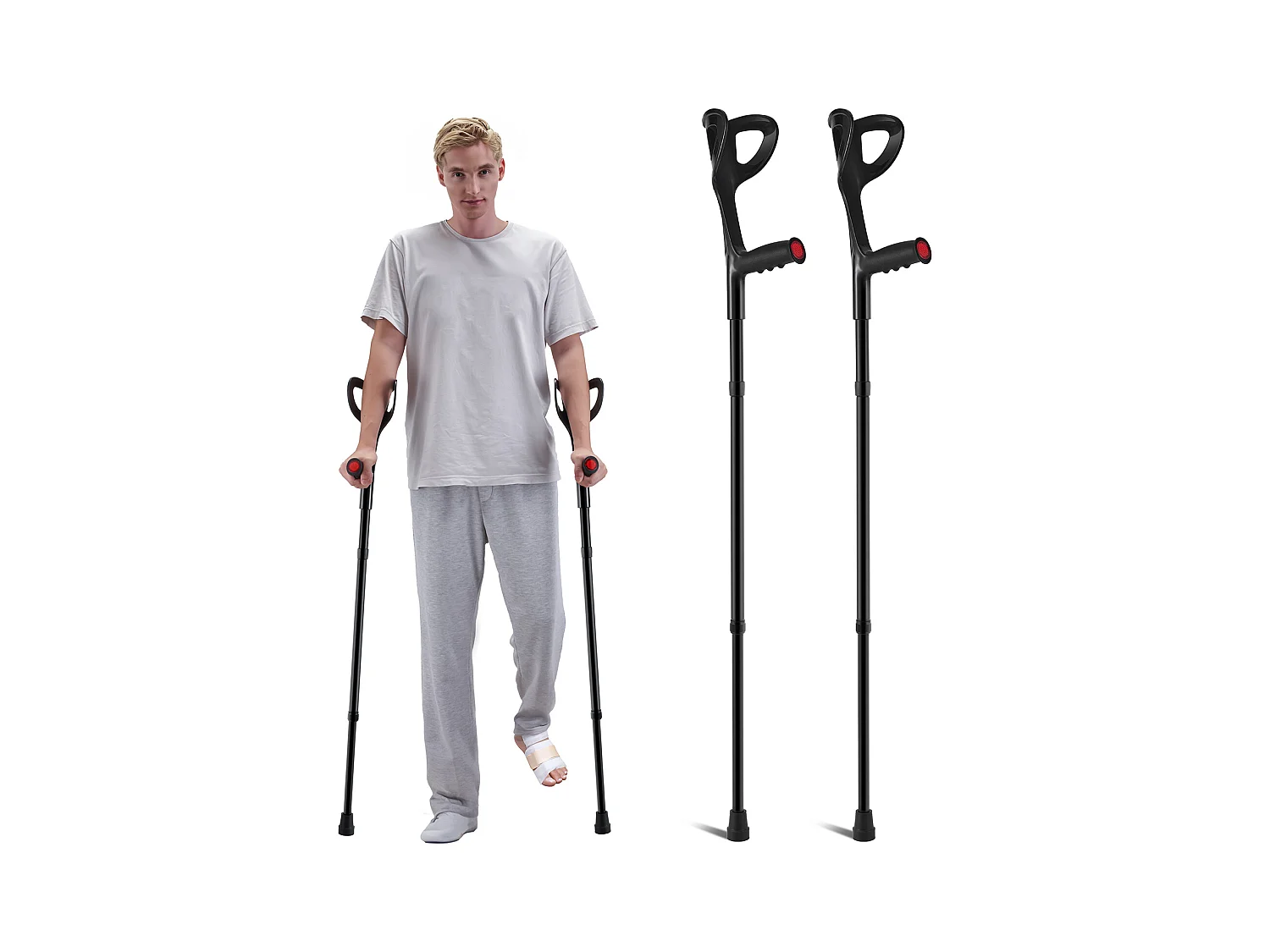 Béquilles Axillaires, SucceBuy Béquilles d'Avant-Bras Béquilles de Marche Réglables en Hauteur à 10 Niveaux 1 Paire 159 kg