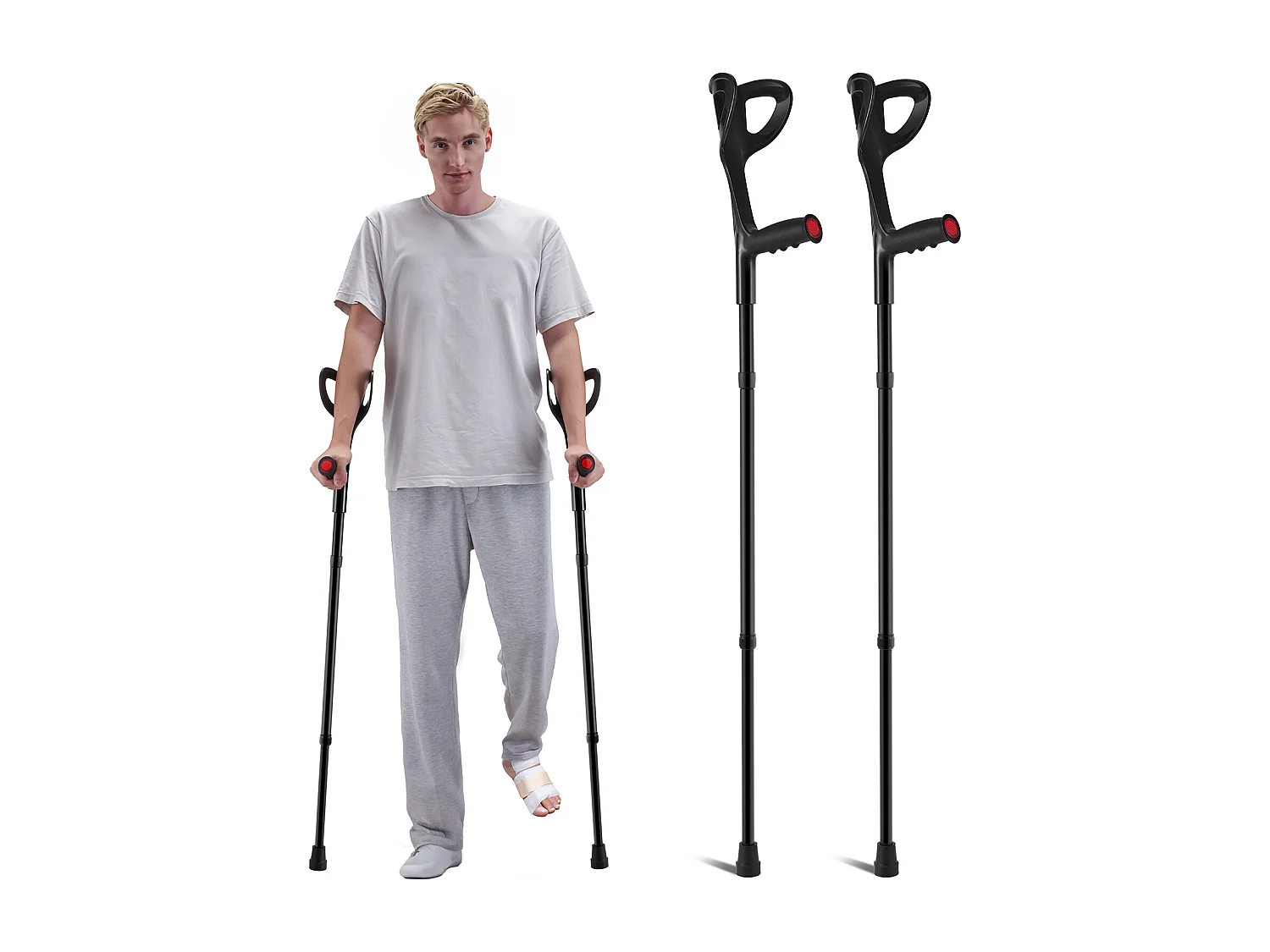 Stampelle Ascellari, SucceBuy Stampelle per Avambraccio Stampelle per Camminare regolabili in Altezza a 10 Livelli 1 Paio 159 kg