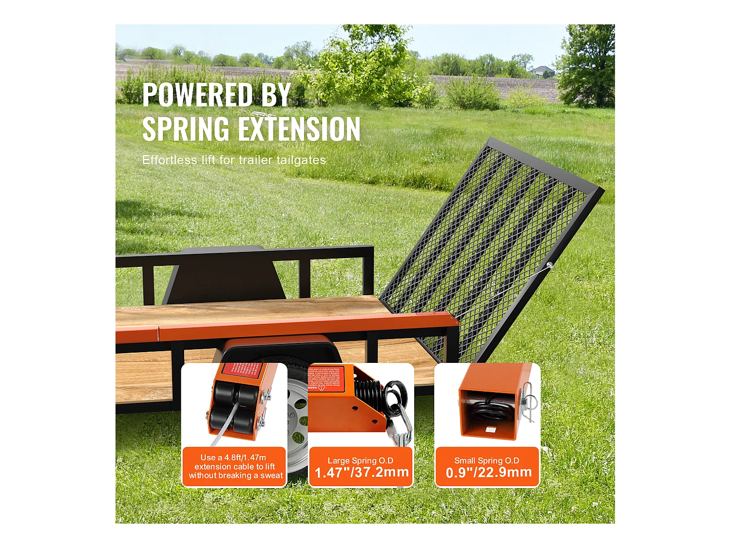 Système d'Assistance, SucceBuy Système d'Assistance au Levage du Hayon, Capacité de 81,65 kg pour Remorque Utilitaire