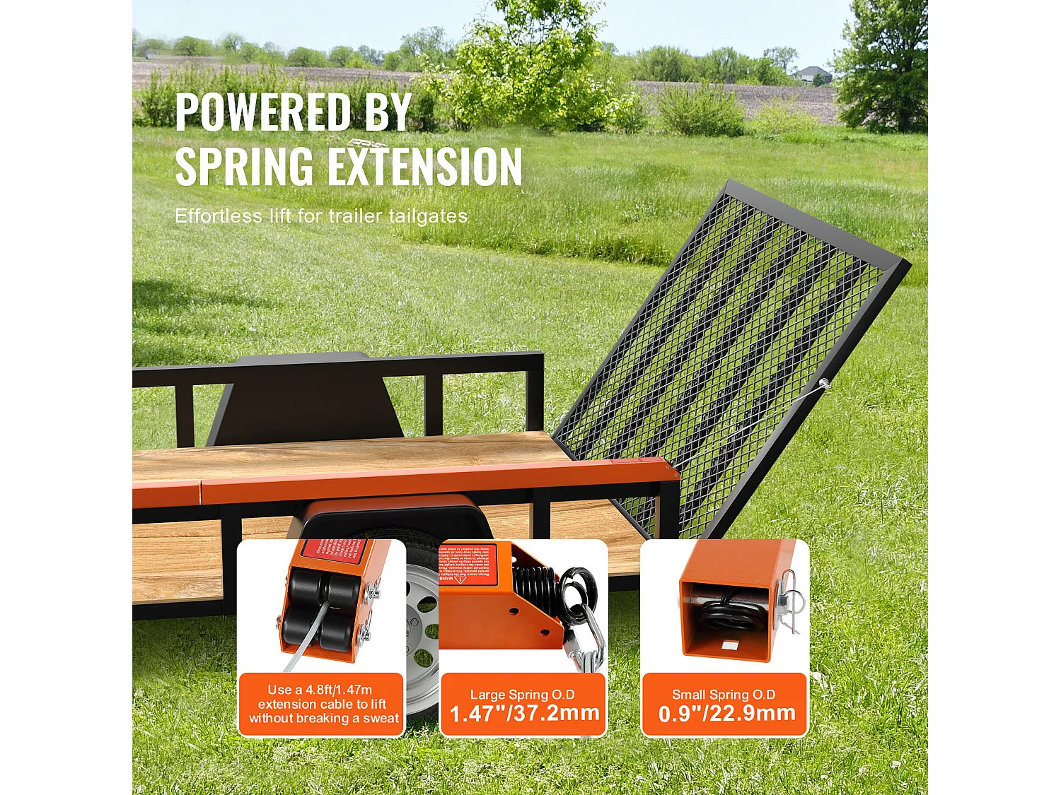 Système d'Assistance, SucceBuy Système d'Assistance au Levage du Hayon, Capacité de 81,65 kg pour Remorque Utilitaire