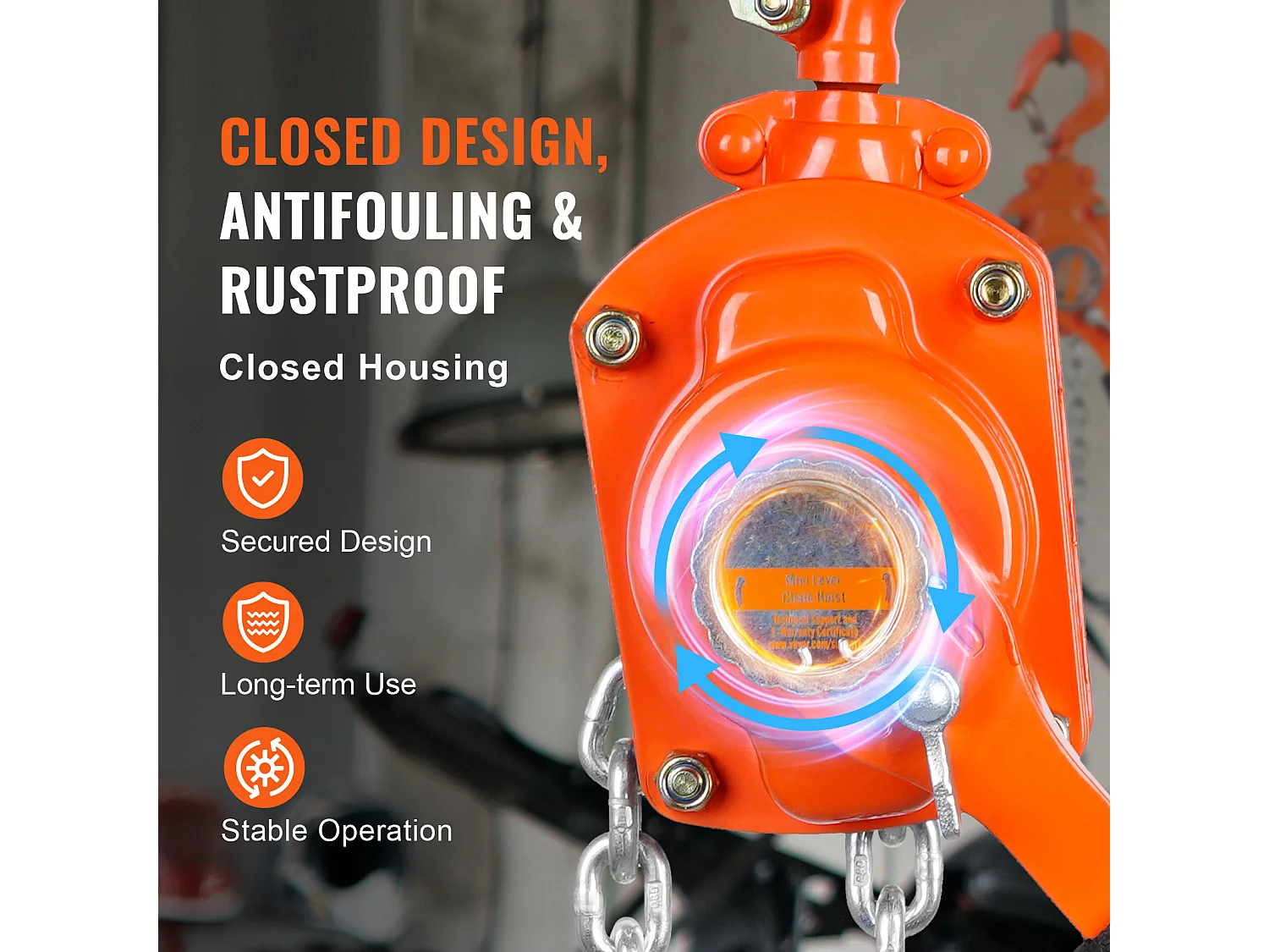 Palan à Chaîne à Levier SucceBuy, Capacité de 499 kg, 304,8 cm, Élévateur à Cliquet G80