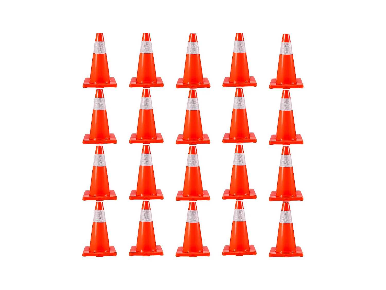 Cônes de Sécurité Routière SucceBuy Lot de 20 Cônes de Sécurité Routière de 45.72cm, Cônes de Stationnement en PVC avec Colliers Réfléchissants