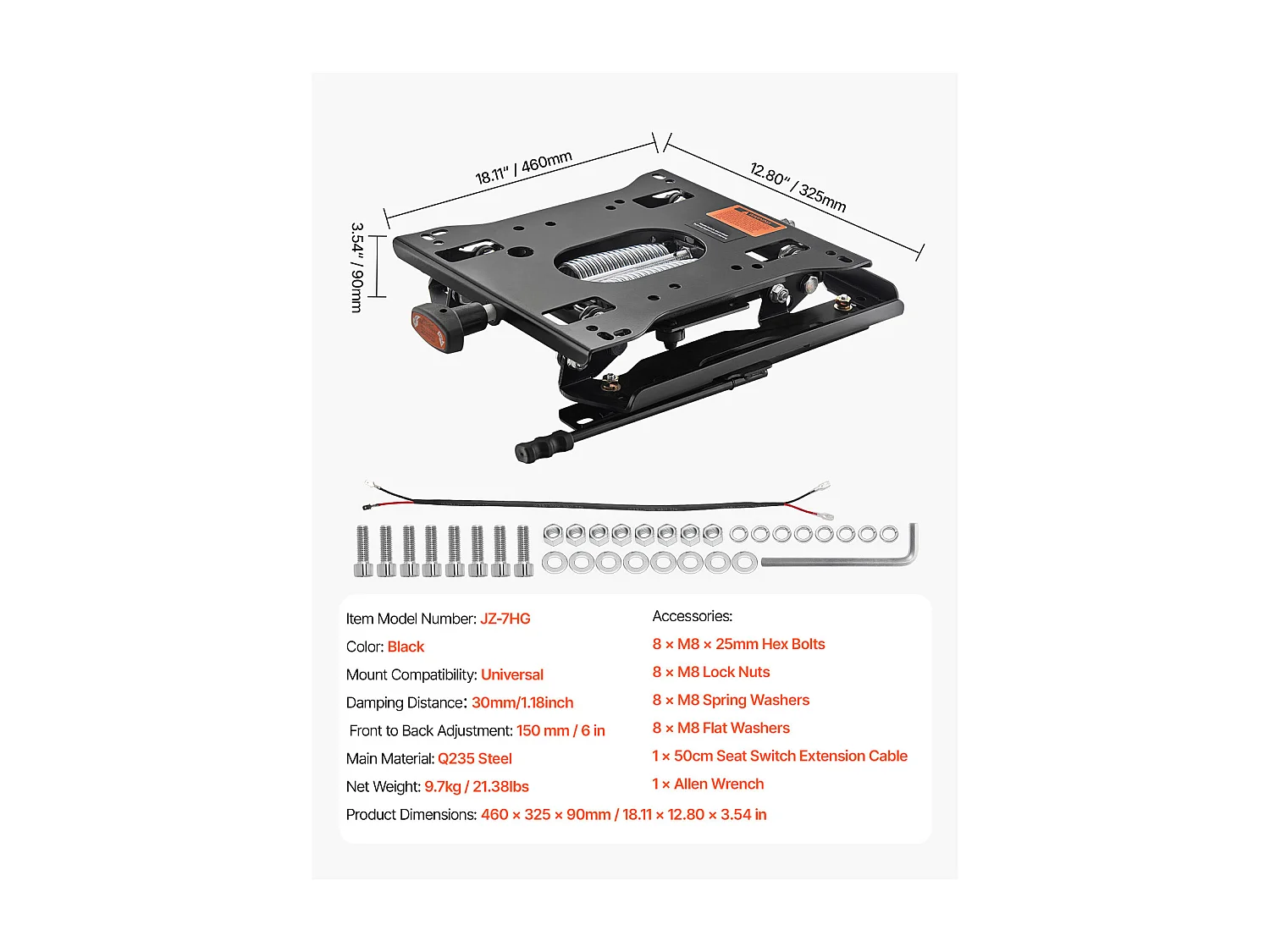 Kit Suspension de Siège de Chariot SucceBuy Élévateur Tracteur Universel Glissière