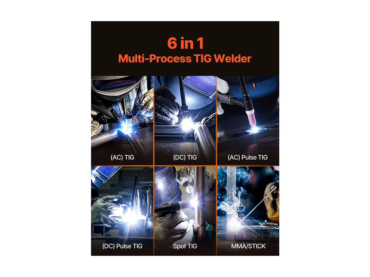 Poste de Soldadura TIG SucceBuy, Máquina 6 en 1 AC/DC de Soldadura Pulsada Punto MMA Inversor