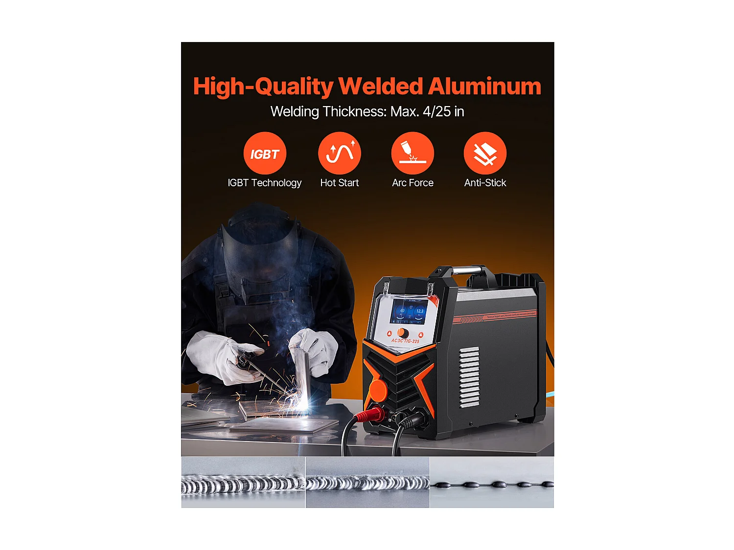 Poste de Soldadura TIG SucceBuy, Máquina 6 en 1 AC/DC de Soldadura Pulsada Punto MMA Inversor