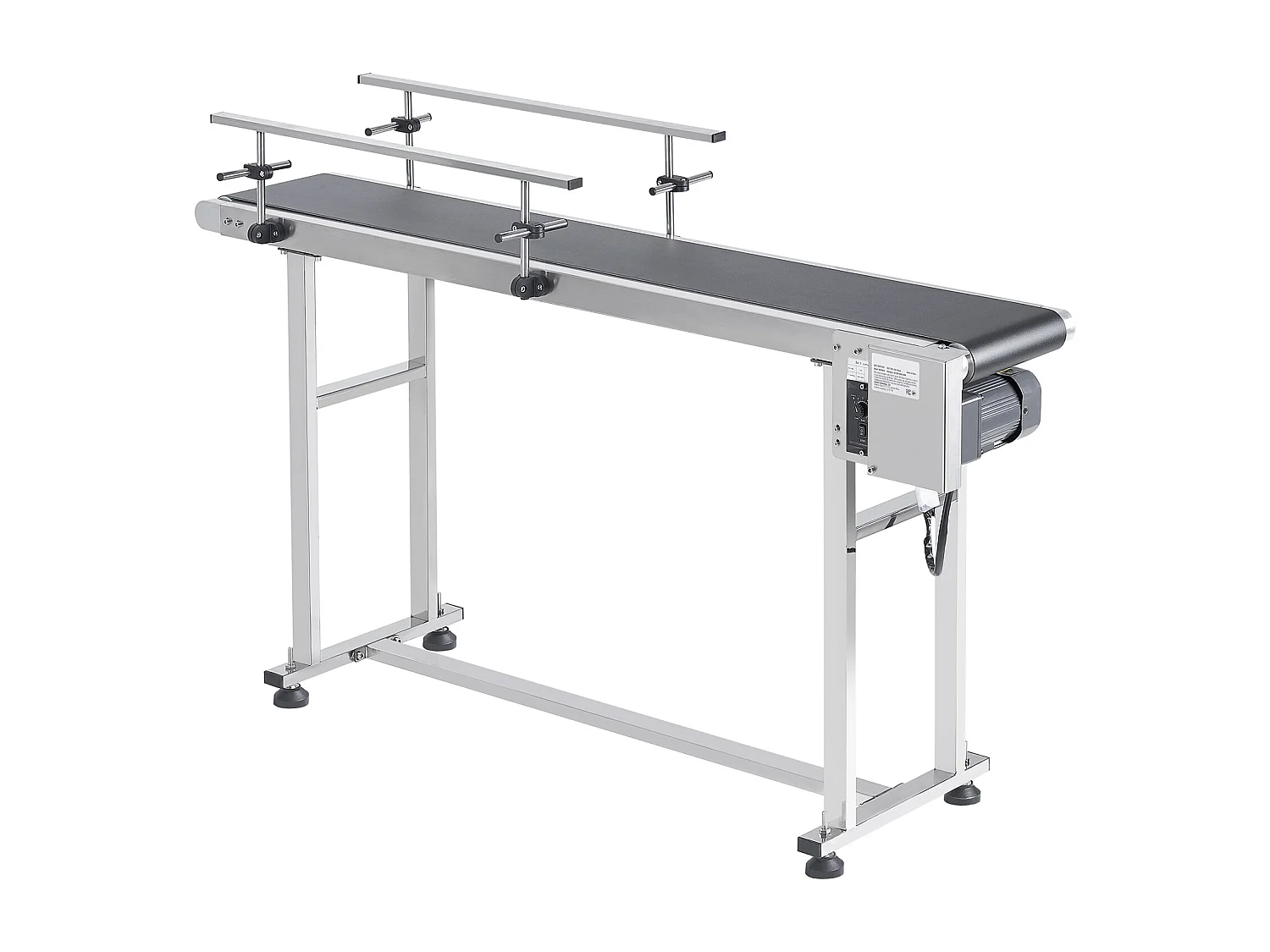 Convoyeur à Bande SucceBuy Convoyeur à Bande 150 x 40 cm, Garde-corps Double en Acier Inoxydable et PVC