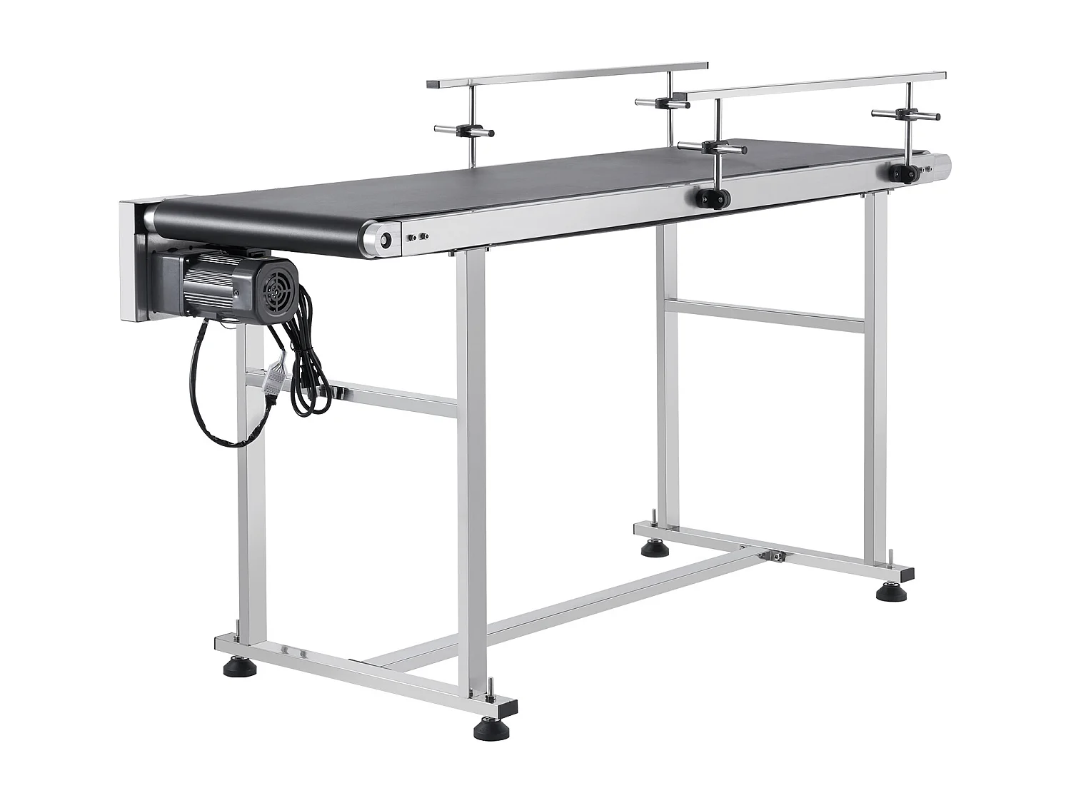 Convoyeur à Bande SucceBuy Convoyeur à Bande 150 x 40 cm, Garde-corps Double en Acier Inoxydable et PVC