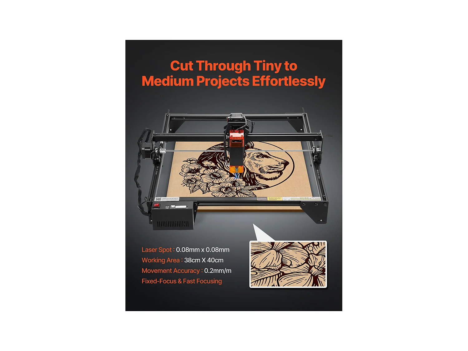 Machine à Graver Laser Graveur Laser SucceBuy 5 W Point Compressé Protection Yeux