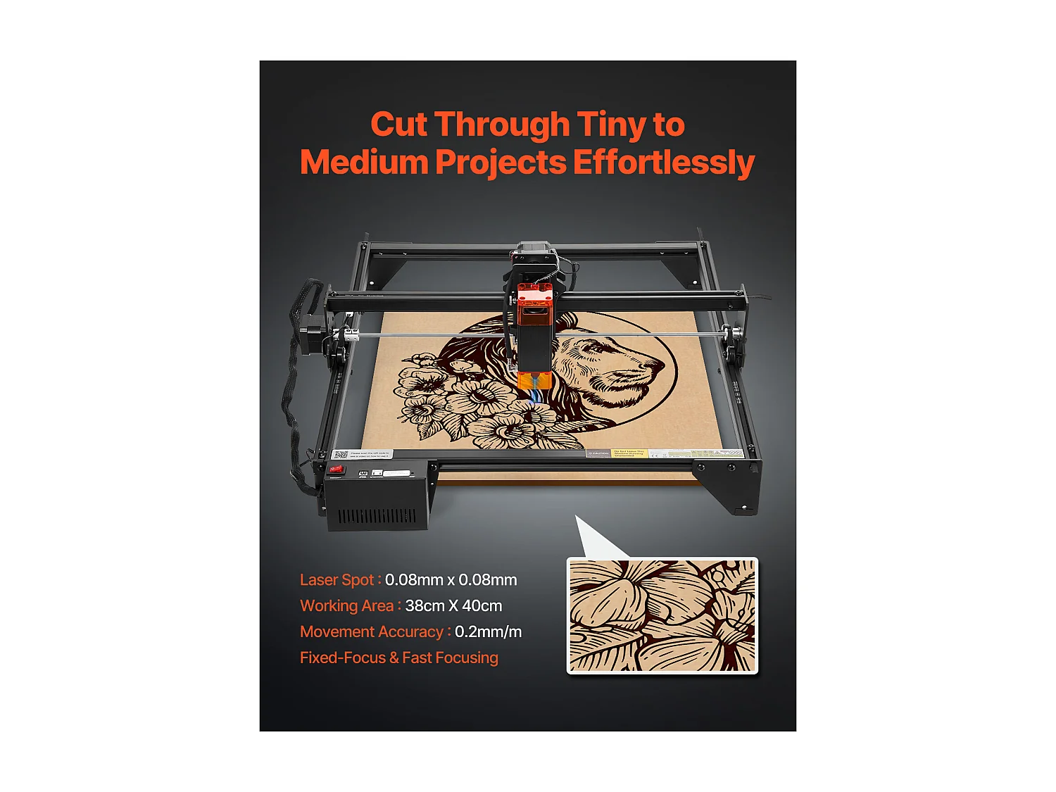 Machine à Graver Laser Graveur Laser SucceBuy 5 W Point Compressé Protection Yeux