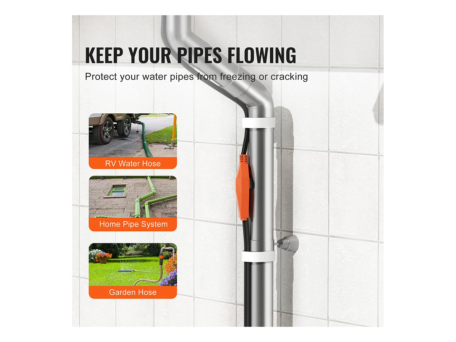 Câble Chauffant Autorégulant, SucceBuy Câble Chauffant pour Tuyaux 4 m 23 W/m avec Thermostat, Ruban Chauffant