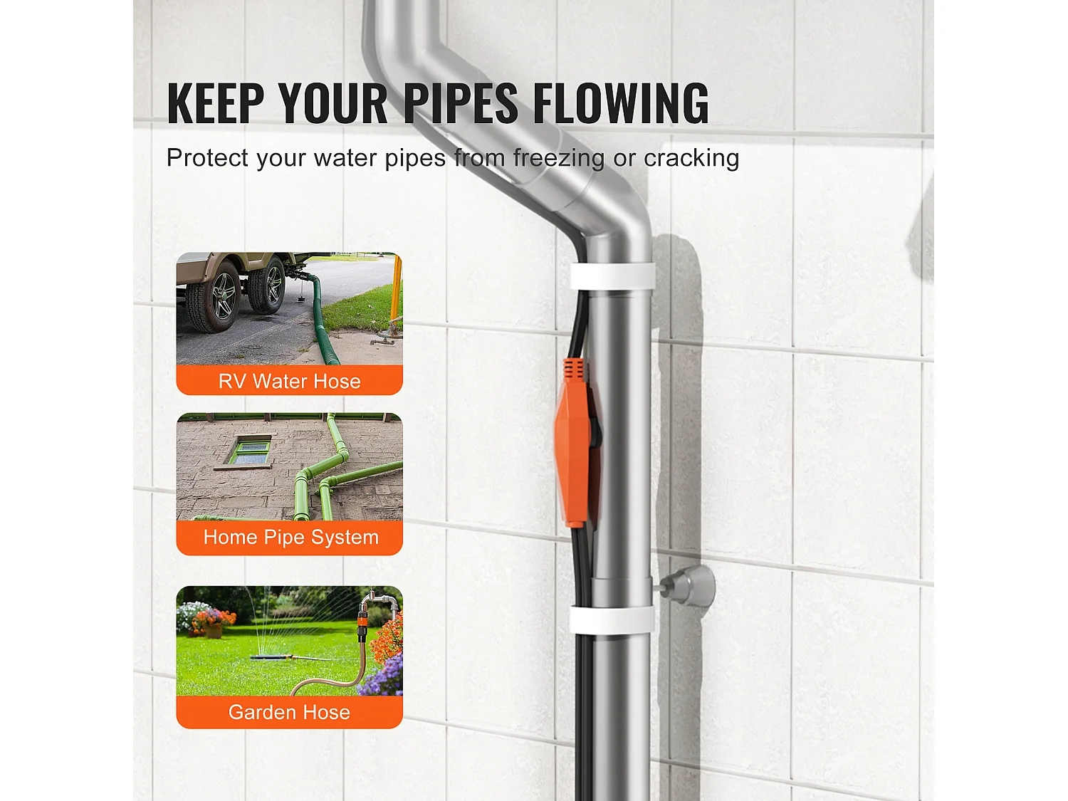 Selbstregelndes Heizkabel, SucceBuy Selbstregelndes Heizkabel für Rohre 4 m 23 W/m mit Thermostat, Heizband