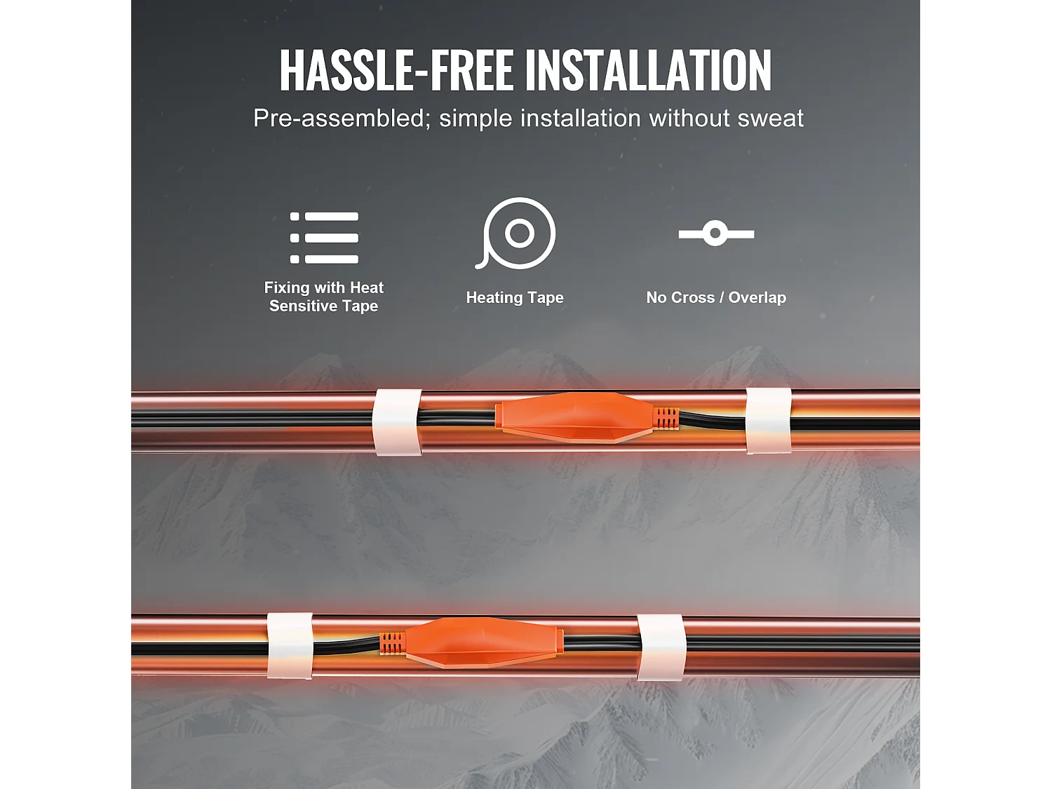 Selbstregelndes Heizkabel, SucceBuy Selbstregelndes Heizkabel für Rohre 4 m 23 W/m mit Thermostat, Heizband