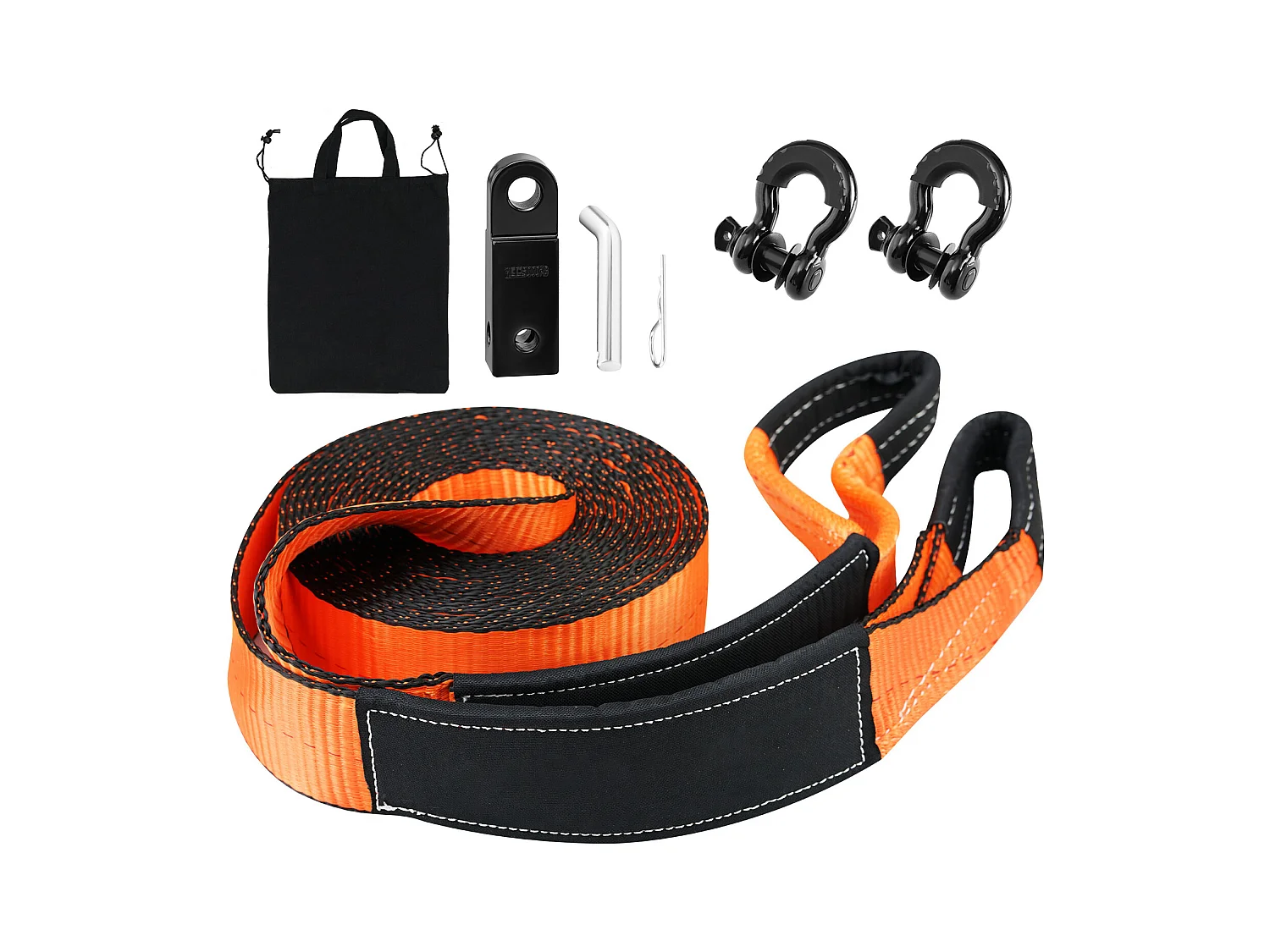 Kit de Récupération Tout-terrain, SucceBuy, Kit de Récupération de Treuil, Kit d'Urgence pour Manille de Sangle de Remorquage, 76 x 9144 mm, 13 608 kg, 5 Pièces