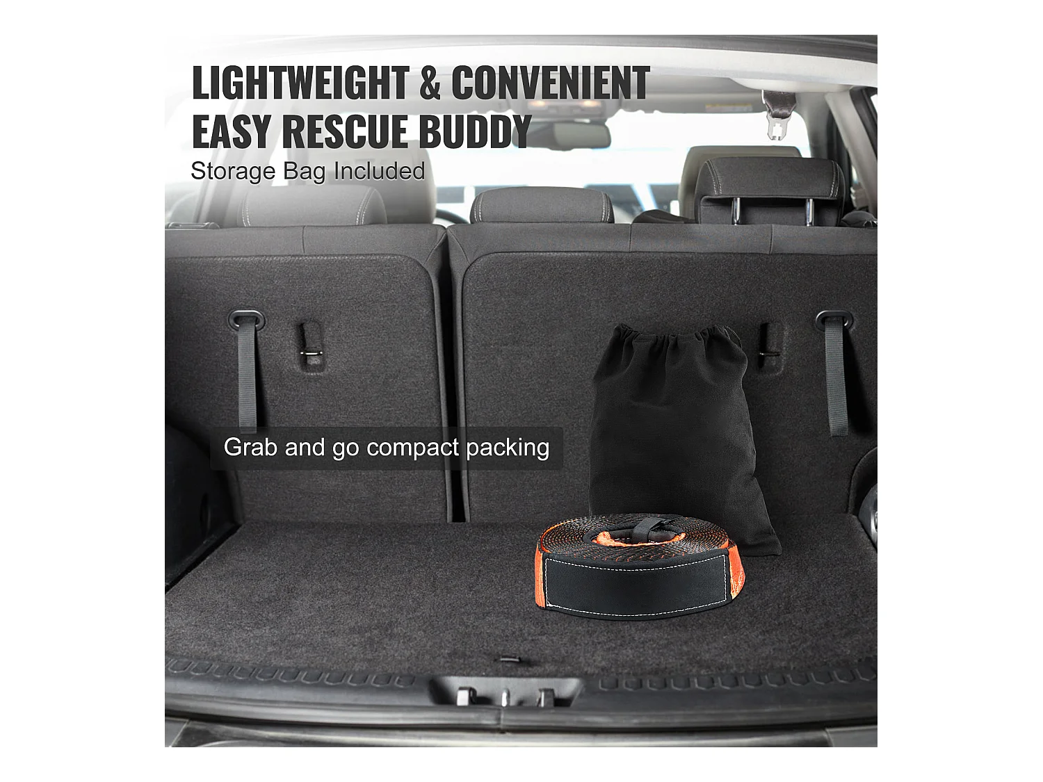 Kit de Récupération Tout-terrain, SucceBuy, Kit de Récupération de Treuil, Kit d'Urgence pour Manille de Sangle de Remorquage, 76 x 9144 mm, 13 608 kg, 5 Pièces