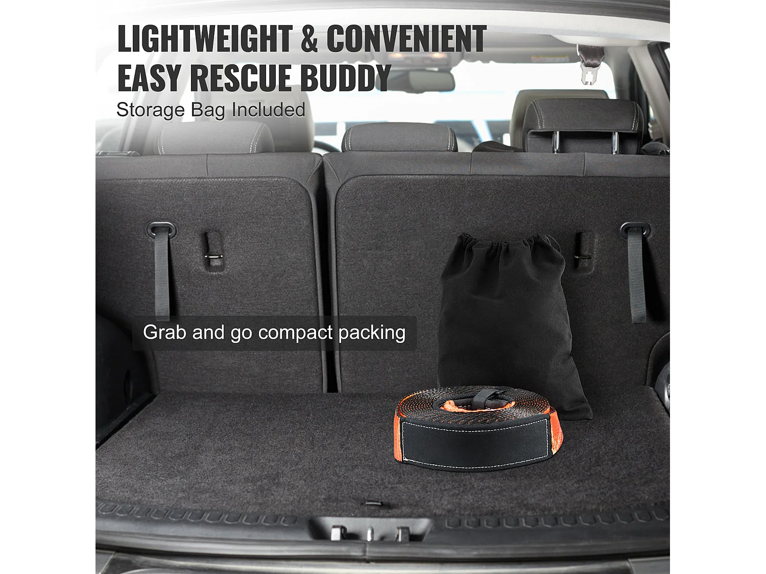 Kit de Récupération Tout-terrain, SucceBuy, Kit de Récupération de Treuil, Kit d'Urgence pour Manille de Sangle de Remorquage, 76 x 9144 mm, 13 608 kg, 5 Pièces